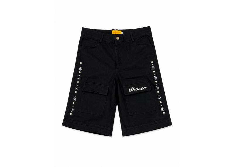 CHOSEN BLACK CARGO SPLIT PANT SHORTS