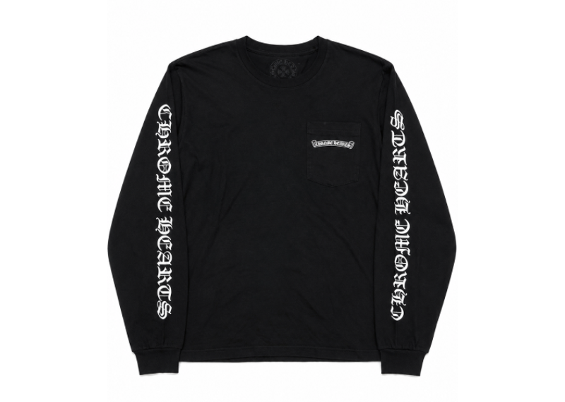 Chrome Hearts Black & White Scroll Logo Longsleeve T-Shirt