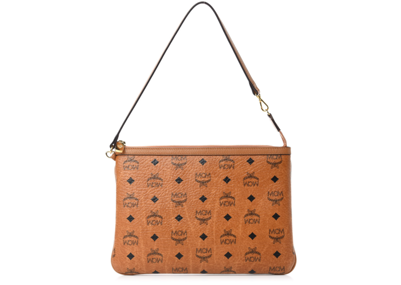 MCM  Visetos Medium Stark Wristlet Pouch Cognac