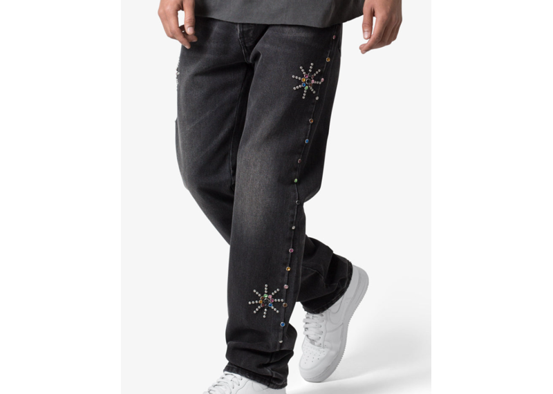 MNML Studded Baggy Denim Washed Black