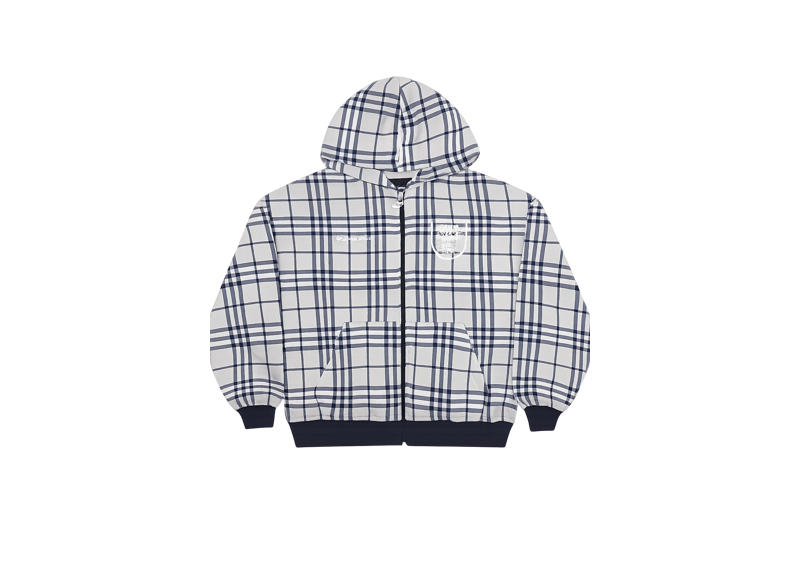 COLD CULTURE GRID ZIP HOODIE TARTAN DARK BLUE/GREY