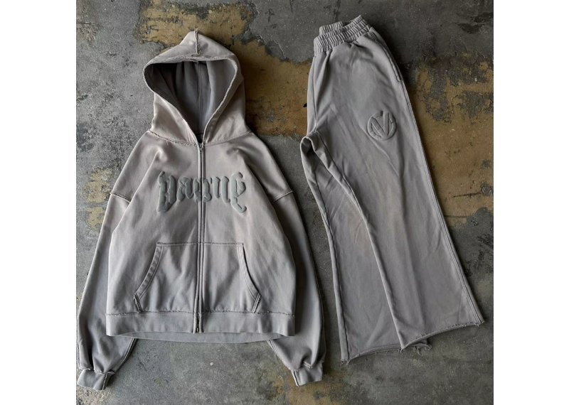Vague Streetwear Hoodie Grey Distressed Puffed