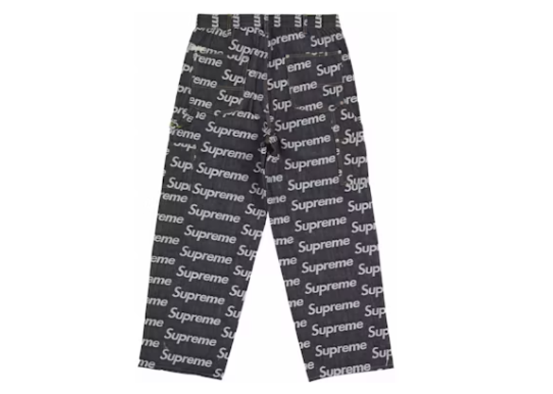 Supreme Jacquard Logos Double Knee Denim Painter Jean Rigid Indigo