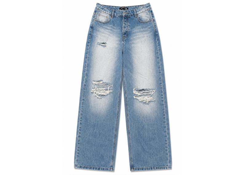 IMHAPPYPROMISE LIGHT WASH JEANS