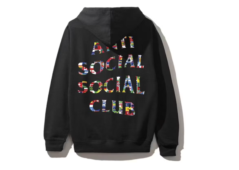 Anti Social Social Club Flag Hoodie Black