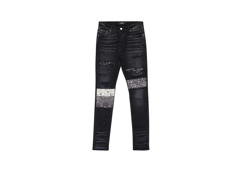 Amiri Vintage Bandana Art Patch Black Jeans