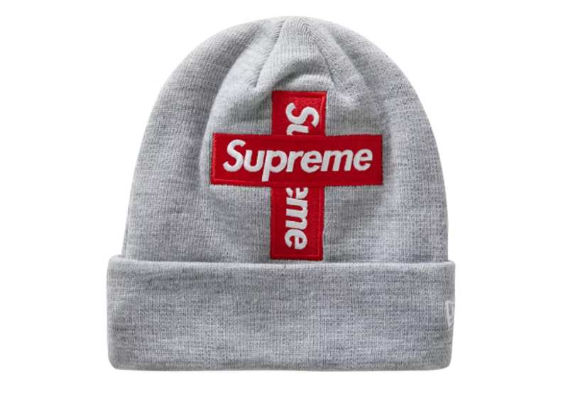 Supreme New Era Cross Box Logo Beanie Heather Grey