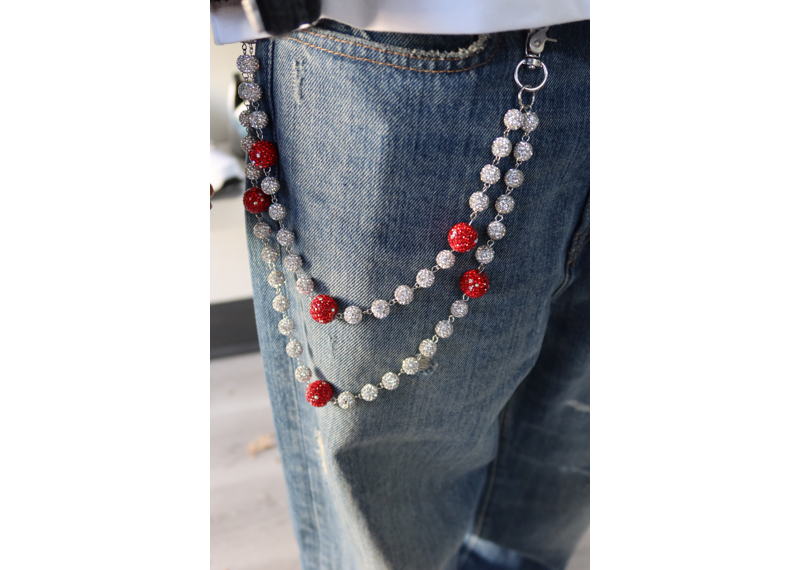 KASHOUT STUDIOS DOUBLE WALLET CHAIN RED SPHERES