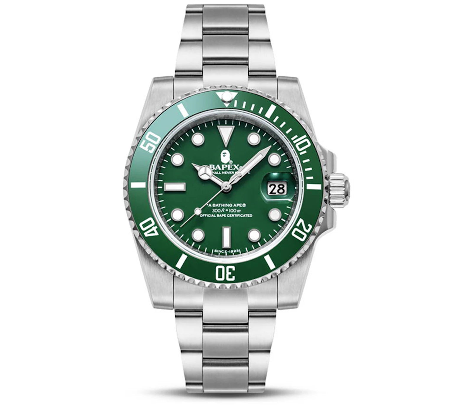 BAPE A Bathing Ape Type 1 Bapex Watch (2022) Green Silver