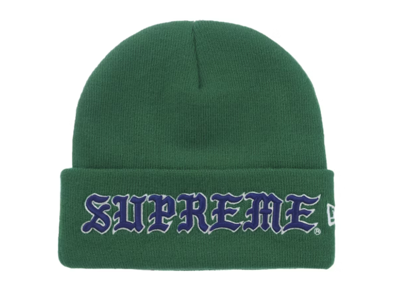 Supreme New Era Old English Beanie Green