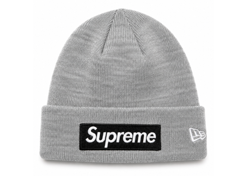 Supreme x New Era Box Logo Beanie Heather Grey