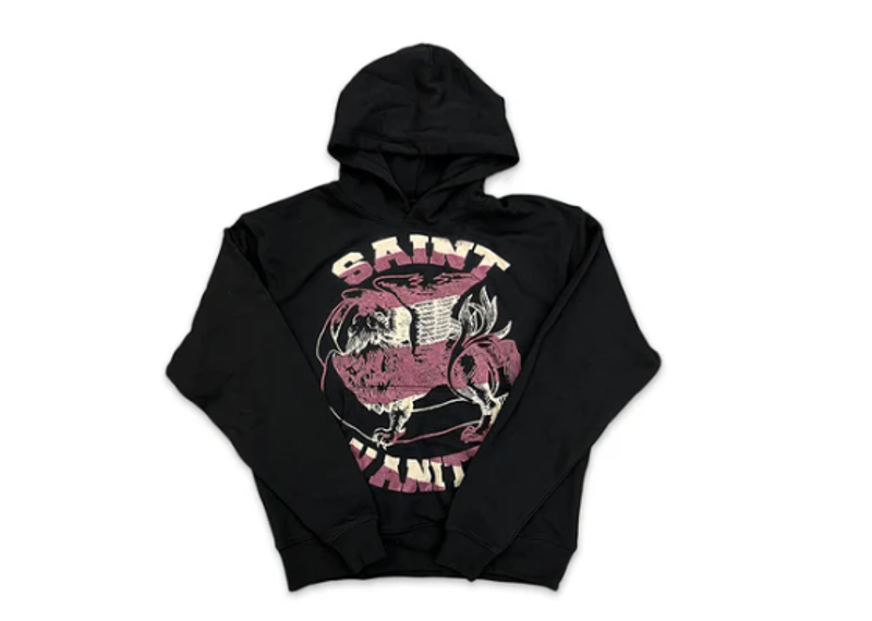 Saint Vanity Logo Hoodie Black Burgundy
