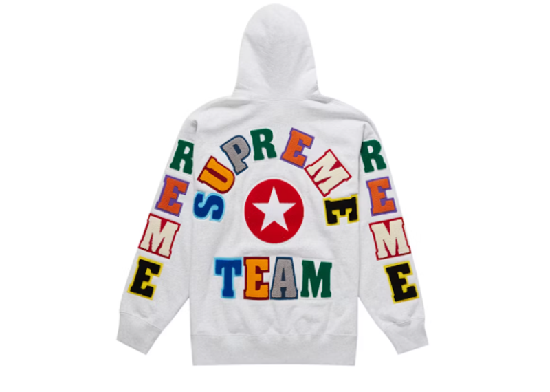 Supreme Team Chenille Hooded Sweatshirt Ash Grey