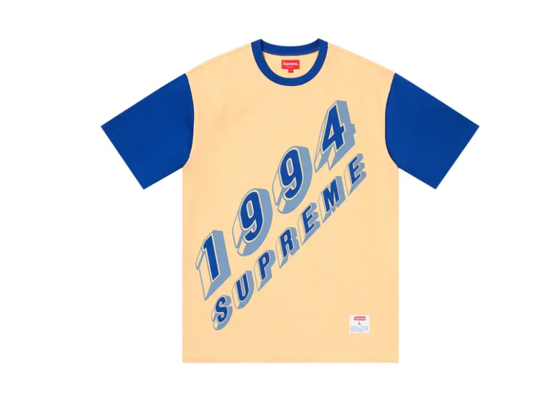 Supreme Bevel Text Ringer Tee Light Yellow