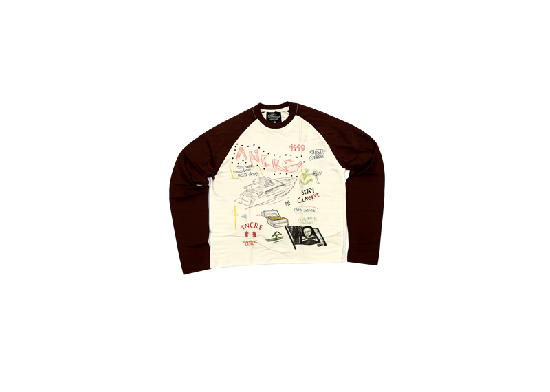 ANCREWORLDWIDE Yacht Sketch Longsleeve Vintage Tee