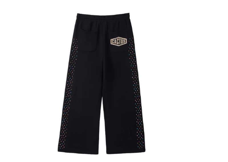 AZVA| CRYSTAL CACTUS SWEATPANTS BLACK