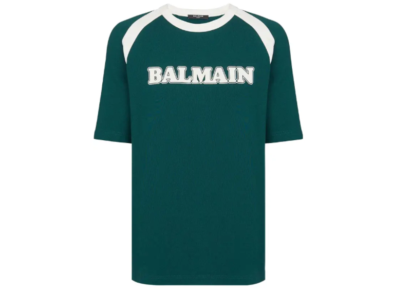 Balmain Retro Logo T-Shirt Dark Green/Cream