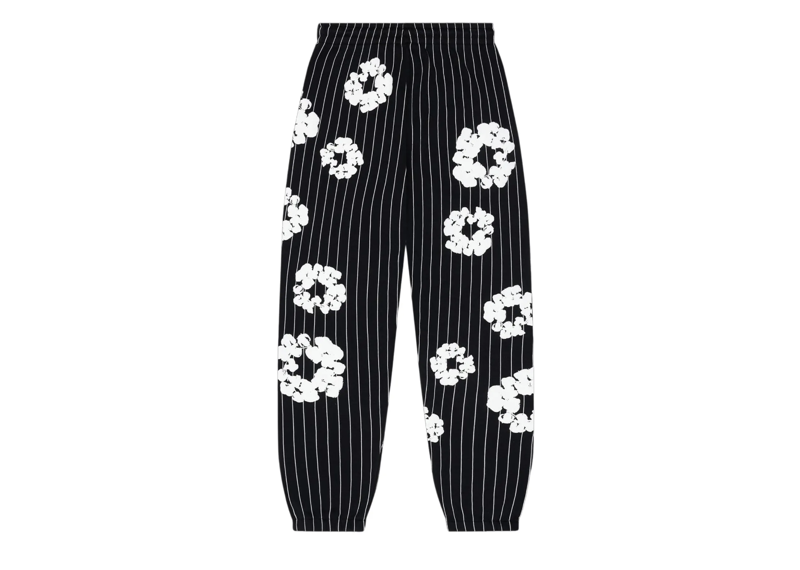 Denim Tears Pinstripe Wreath Sweatpants Black
