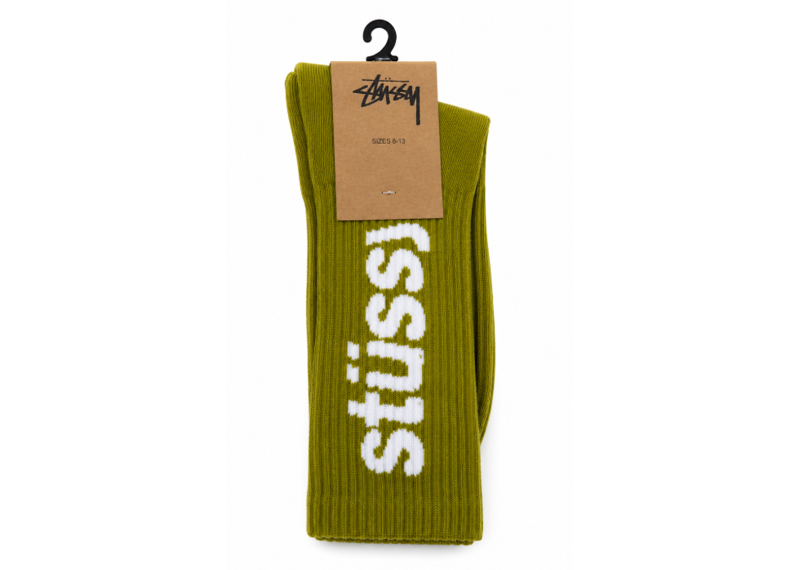 STUSSY WASHED HELVETICA CREW SOCK BABY GREEN