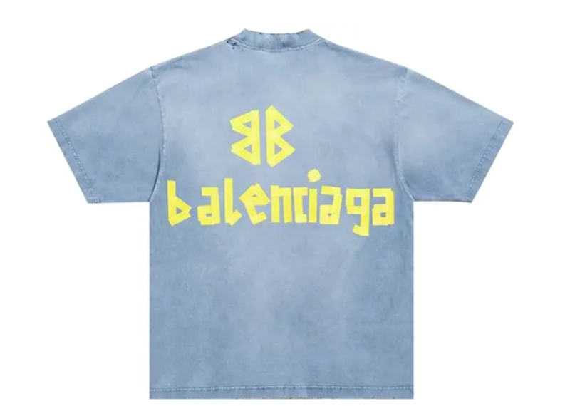 Balenciaga Tape Type Medium Fit T-Shirt Faded Blue