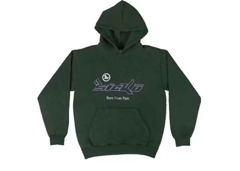 Sicko Pain Hoodie Camo Green