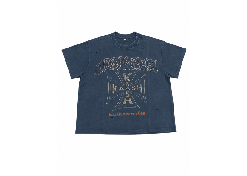 FOREVA KAASH NEVER DIES NAVY WASHED TEE