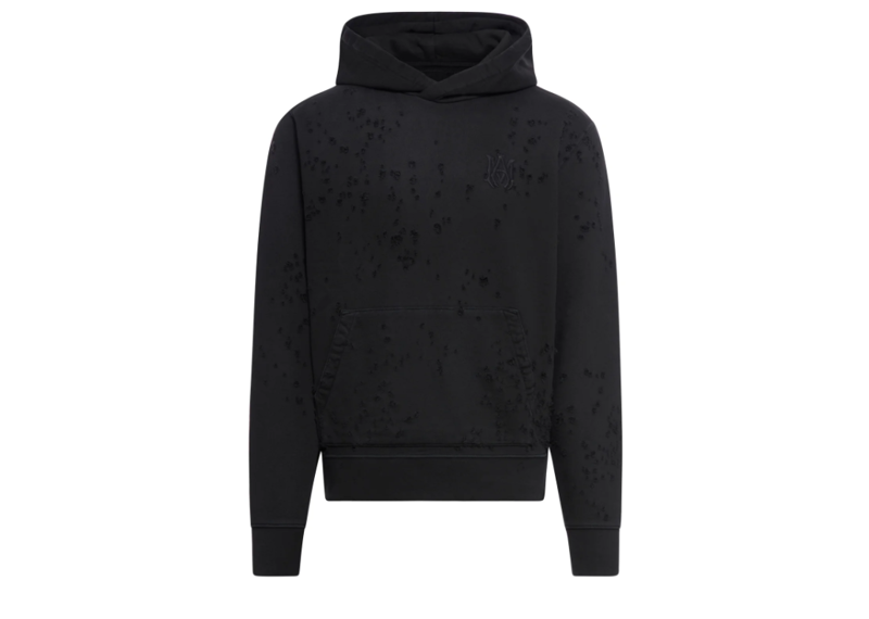 Amiri Ma Shotgun Logo Embroidered Distressed Hoodie