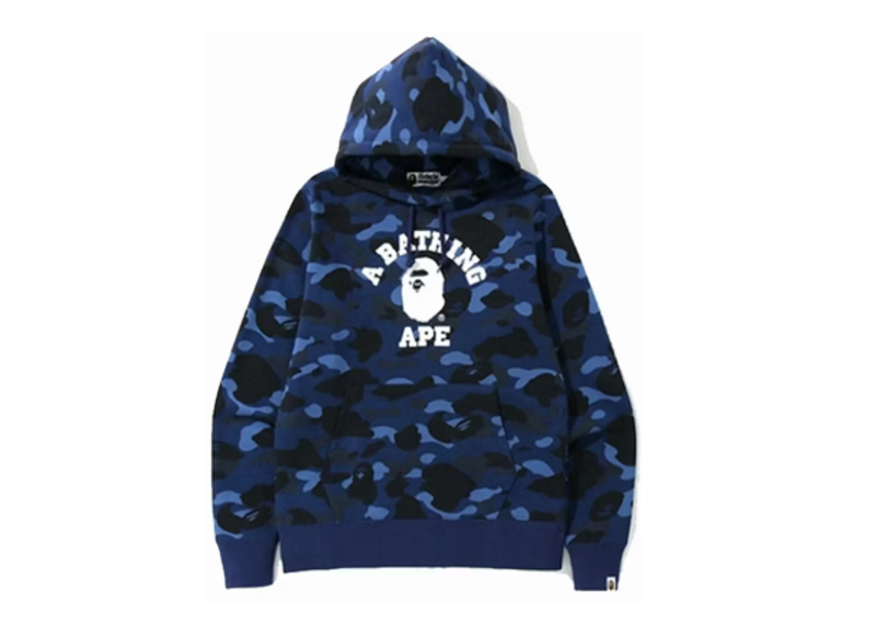 BAPE Color Camo College Pullover Hoodie Navy/Blue