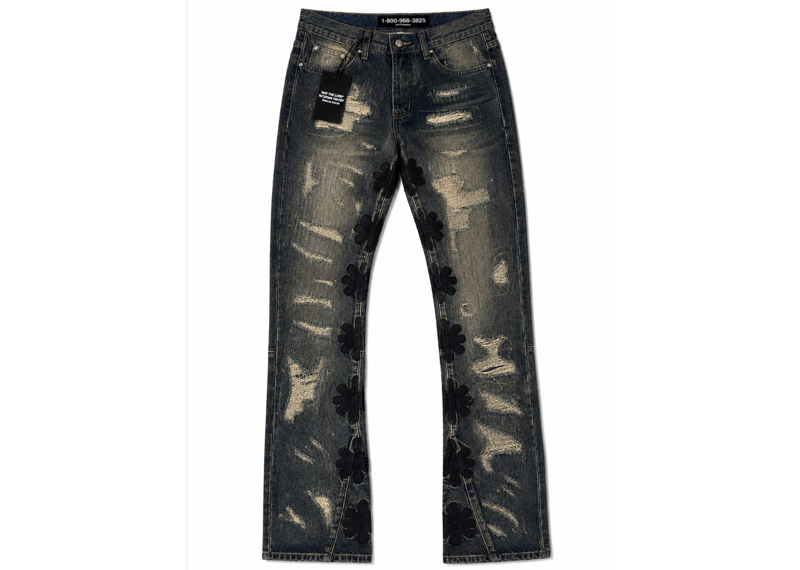 LOST SHDWS Dstroy Waxed Sun Logo Denim Black Indigo