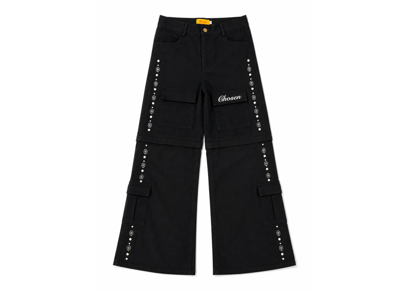 CHOSEN BLACK CARGO SPLIT PANT SHORTS